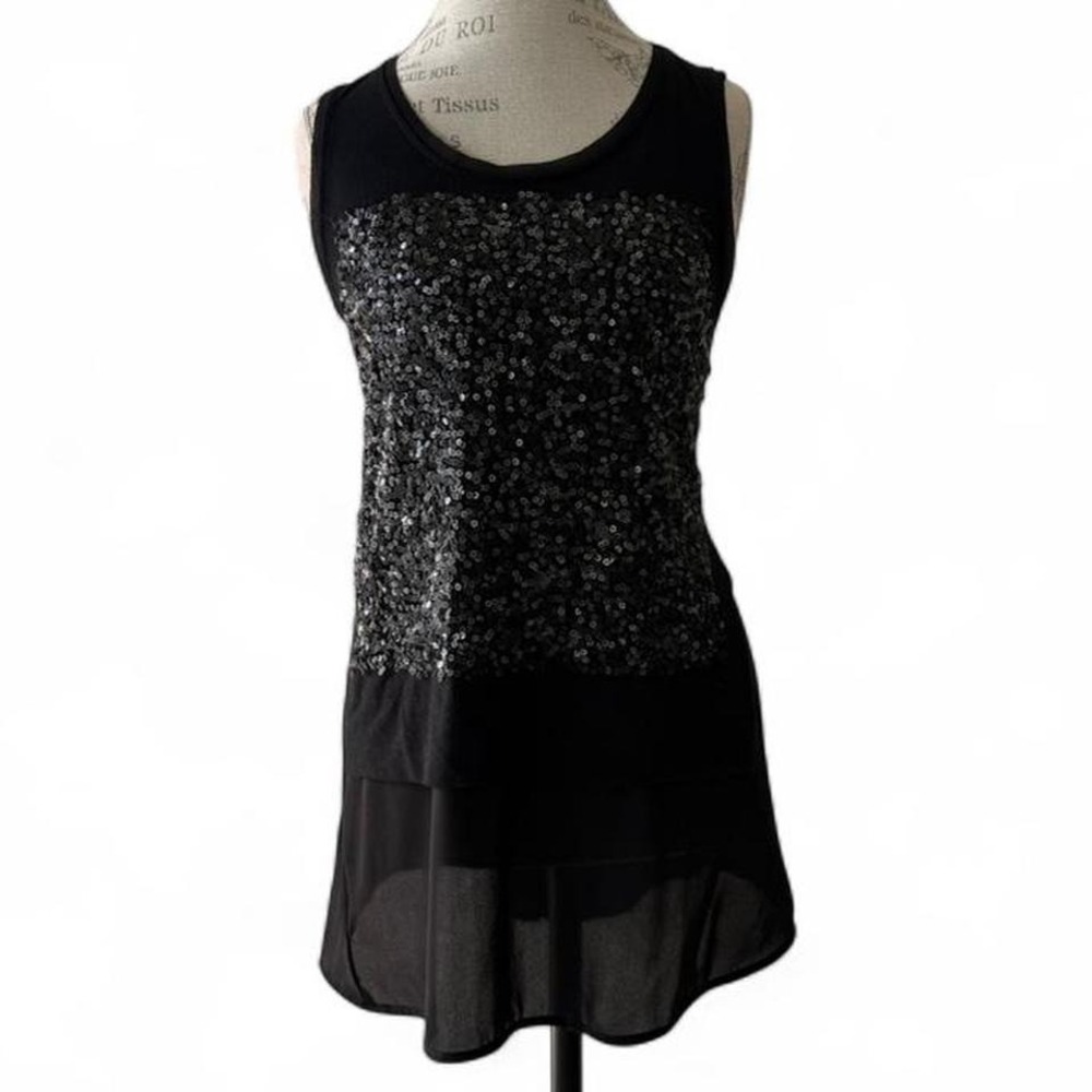 Simply Vera Vera Wang Black Sequined Mesh‎ Layered Tunic